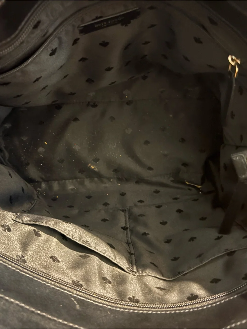 kate spade Black Heart-Print Tote Interior